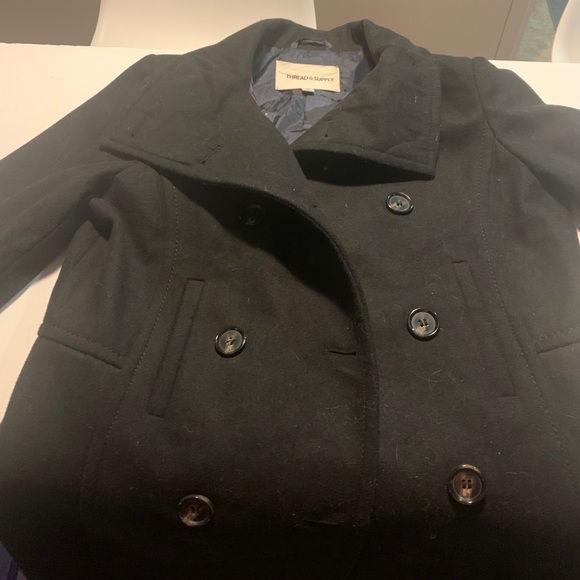 Thread & Supply Black Pea Coat - Picture 3 of 4